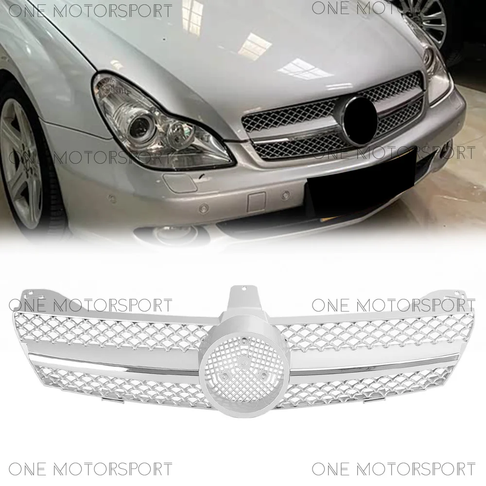 

For Mercedes Benz CLS-Class W219 2005-08 CLS350 CLS500 CLS550 CLS55 CLS63 Racing Grille Bumper Grille Chrome Silver Upper Grille