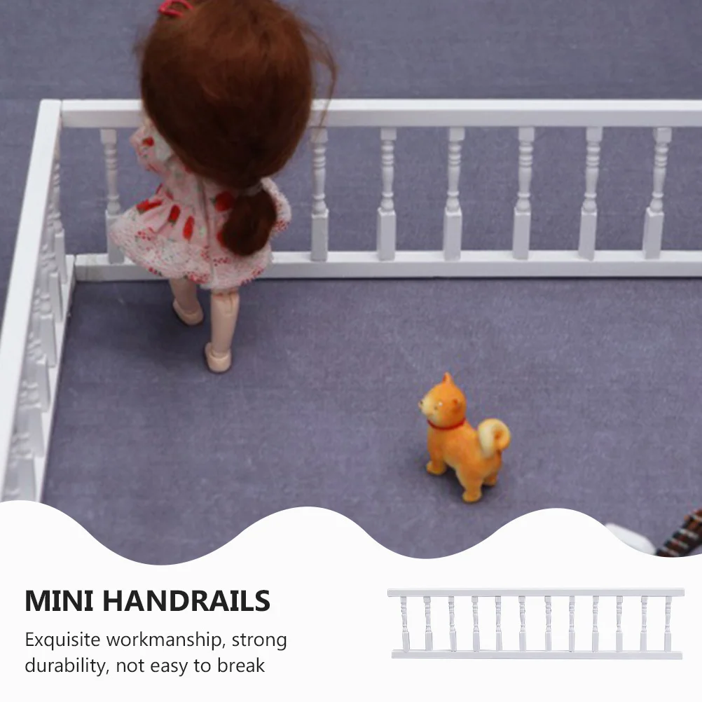 Accesorio para el hogar, barandilla de columna blanca, muebles de decoración DIY de madera en miniatura para niños