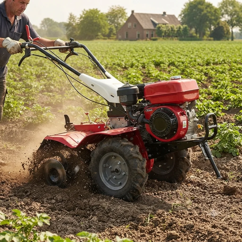 PortablePower Tiller With Full Attachments - Handheld Walking Tractor For Vegetable Plot