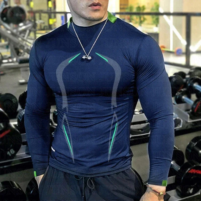 

High quality Men's Running T-shirt Quick drying Long Sleeve Fitness training Sportswear Quick drying shirt top