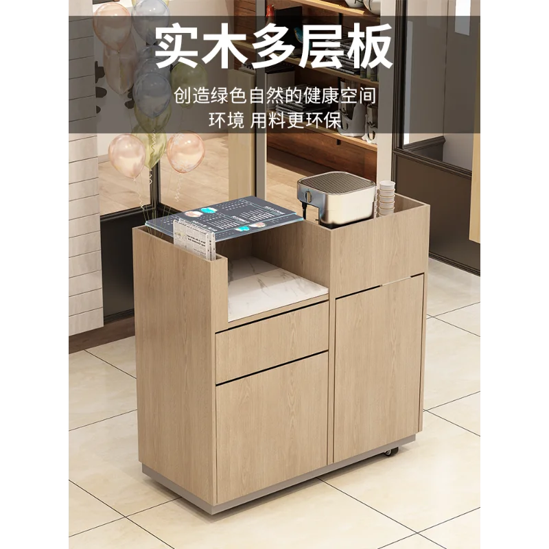 Simple modern shopping mall welcome desk Solid wood reception desk Catering restaurant Information desk Restaurant welcome Movab