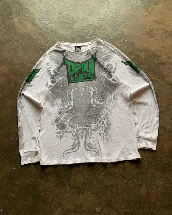 

Мужская футболка унисекс TAPOUT Harajuku с длинным рукавом Y2K в американском стиле хип-хоп, винтажная футболка, готическая одежда, топы, уличная одежда для отдыха для пар