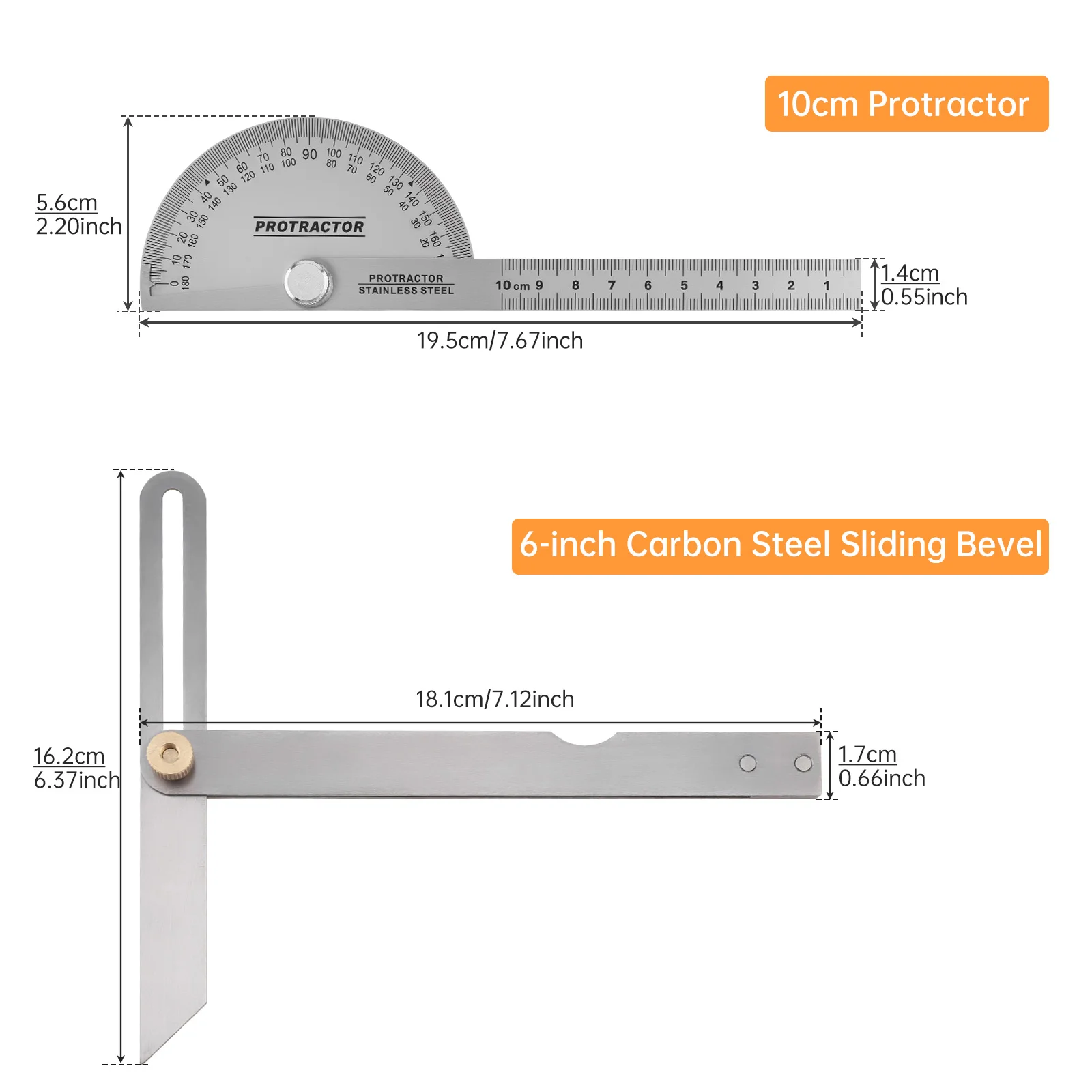 Carbon Steel Metal Angle Ruler Protractor Adjustable Sliding 6 Inch T Bevel Gauge Angle Finder Woodworking Tools Measuring Ruler