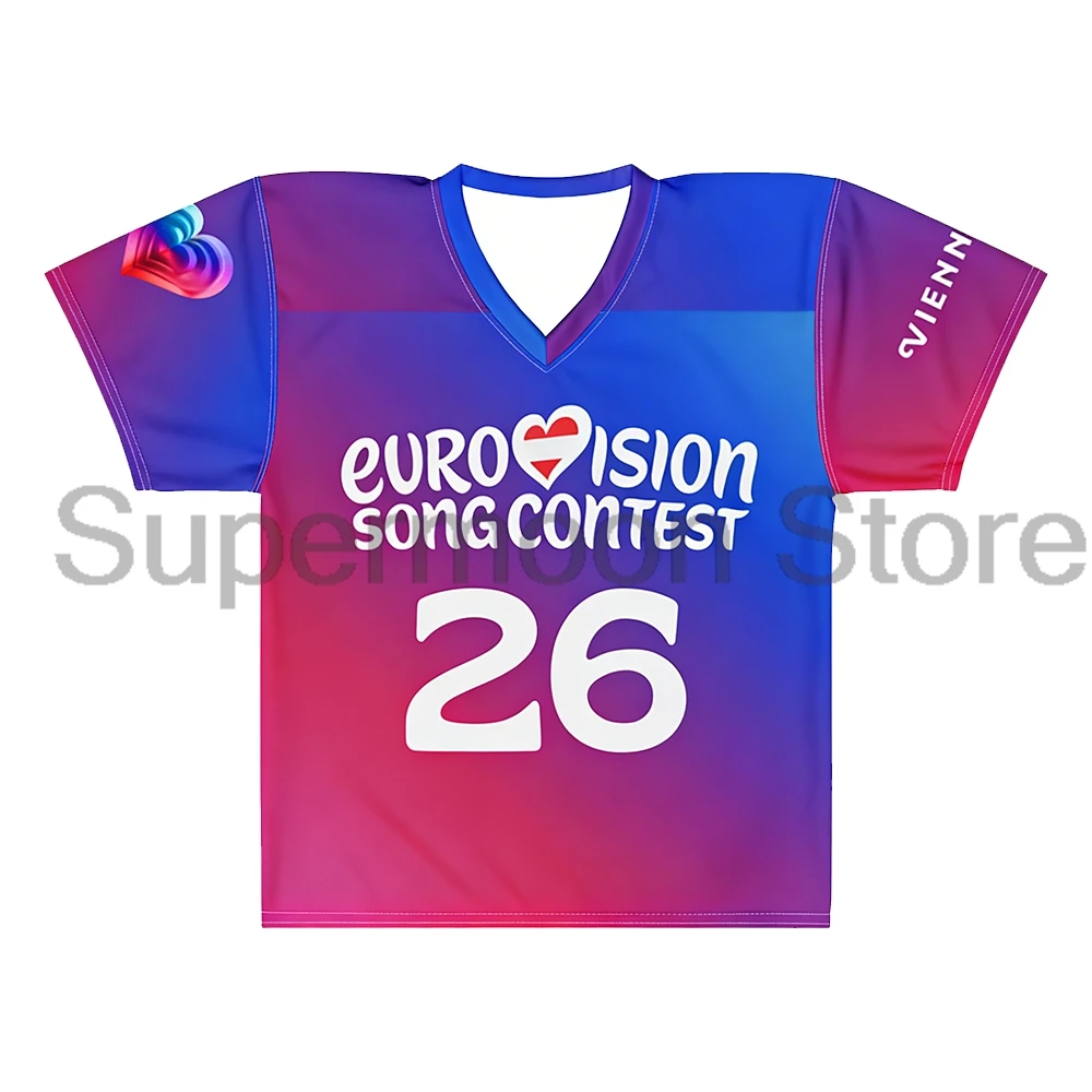 Eurovision 2026 Vienna Football Jersey United by Music Fans T-shirt O-Neck Short Sleeve Tee Women Men Streetwear Tops