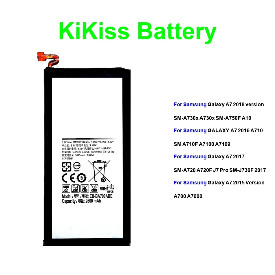 

EB-BA720ABE EB-BA750ABU EB-BA700ABE For Samsung Galaxy A7 2018 2016 Pro 2017 2015 Mobile Phone Battery 2600-3600Mah