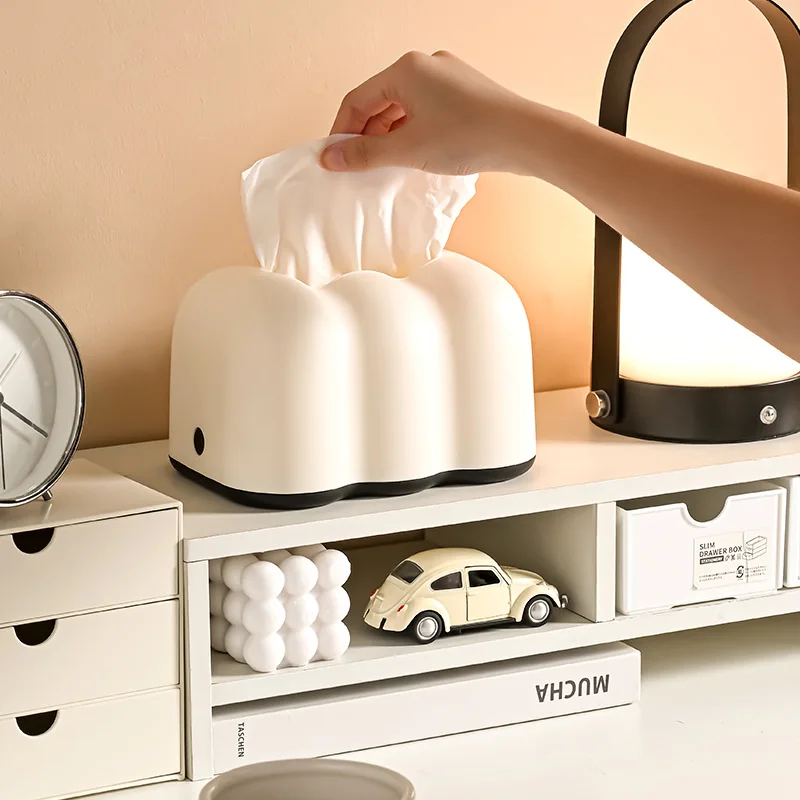 2pcs/Pack Desktop Tea Table Home Cloud Paper Box Cream Wind Wall Mounted Tissue Box