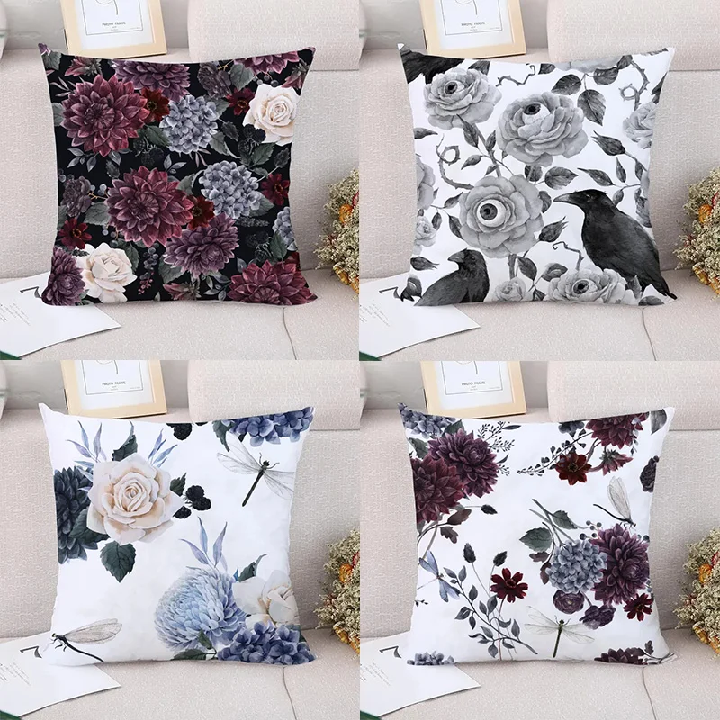 Elegant Rose Decorative Pillowcase Living Room Office Home Pillowcase Car Ornaments