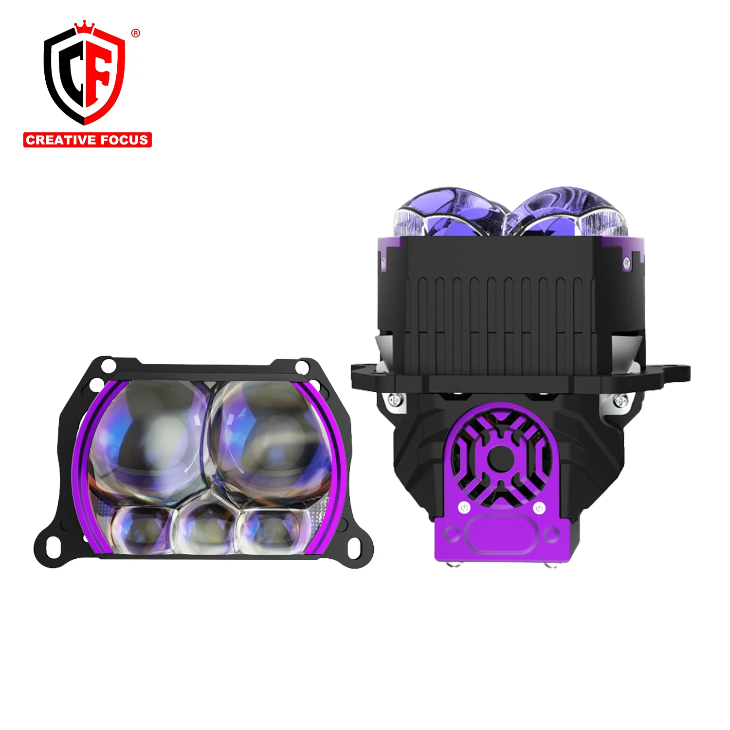 5 Direct Beam Bi LED Projector Lens Dual Fan Cooling High Low Beam 6500K Universal Headlight Retrofit Kit for Auto Enthusiasts