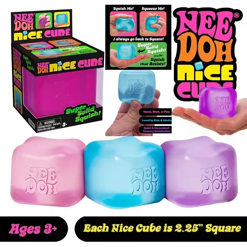 Sofort lieferbar: Squishy NeeDoh Schylling Nice Cube Sensorisches Quetschspielzeug mit superfestem Squish zum Stressabbau und gegen Angstzustände – sensorische Geschenke!