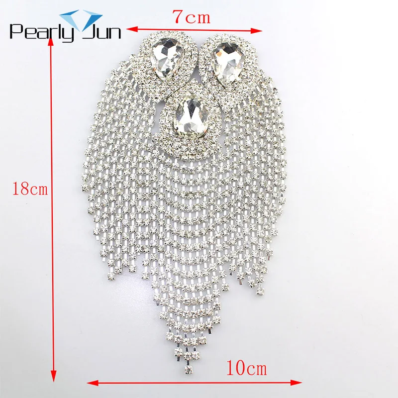 1 sztuka 10 * 18 cm zroszony diament Waterdrop Crystal Tassel Rhinestone aplikacja na odznaki na ramionach i buty odzież YHX062