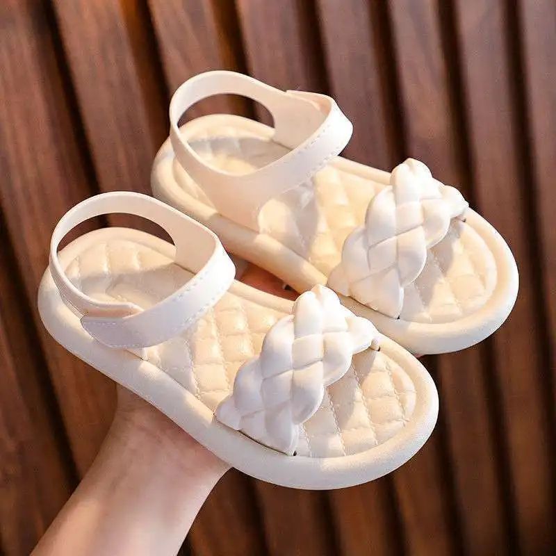 4 Colors Girls Sandals 2022 Fashion Summer New Princess Shoes Little Girls Student Sandals Open Toe Non-slip Beach Sandals Kids