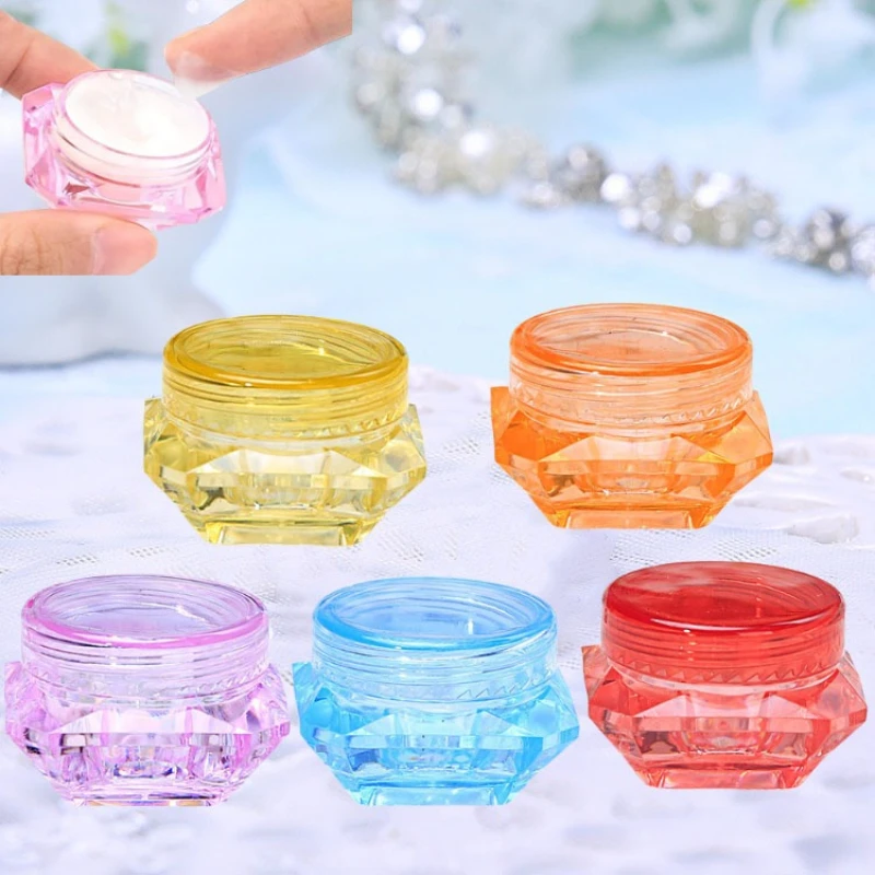 

5pcs Diamond Shaped Facial Cream Box Travel Jar Cosmetic Container Cream Lip Balm Refillable Bottle Portable Plastic Jar Vials