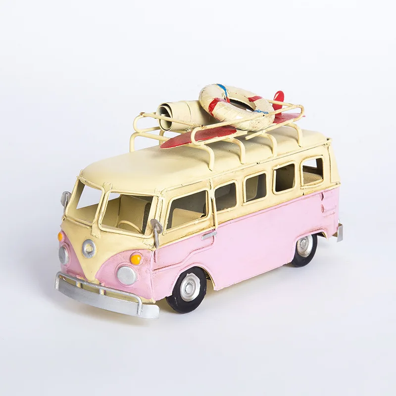 

Exquisite Old Mini Bus Model Decoration Figurines American Nostalgic Home Decor Bar Personality Ornament Vintage Gift Collection