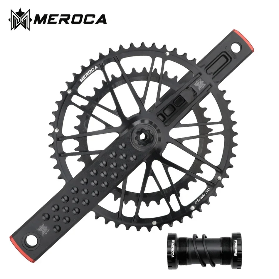 MEROCA Ultralight Bicycle Crankset 170mm Crank 29mm Bottom Bracket 50-34T/53-39T Double Chainring for Road/Gravel/Folding Bike