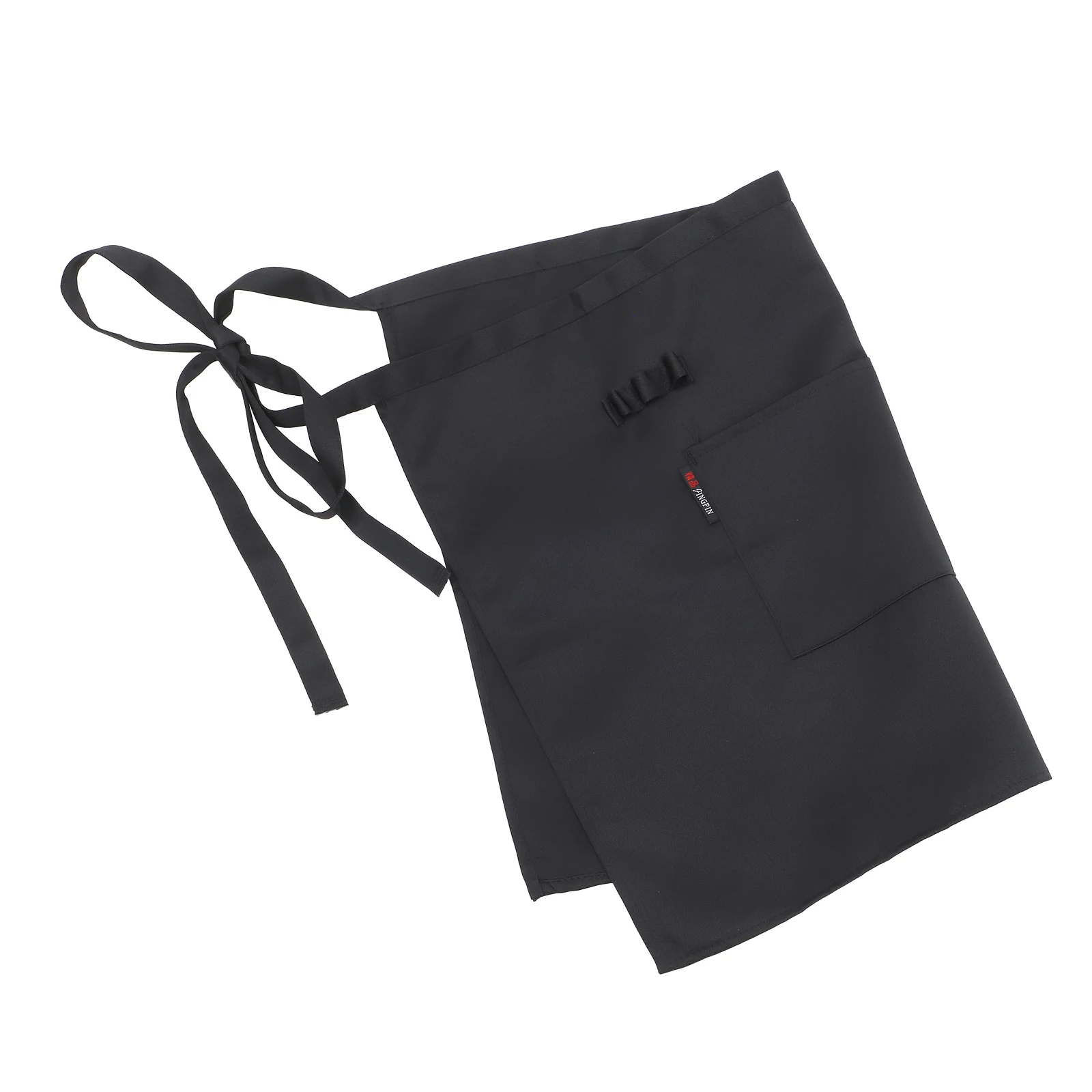 

Black Short Apron for Restaurant Men Women Cotton Reusable Kitchen Half Waist Tie Waitress Server Pockets Polyamide Easy Clean