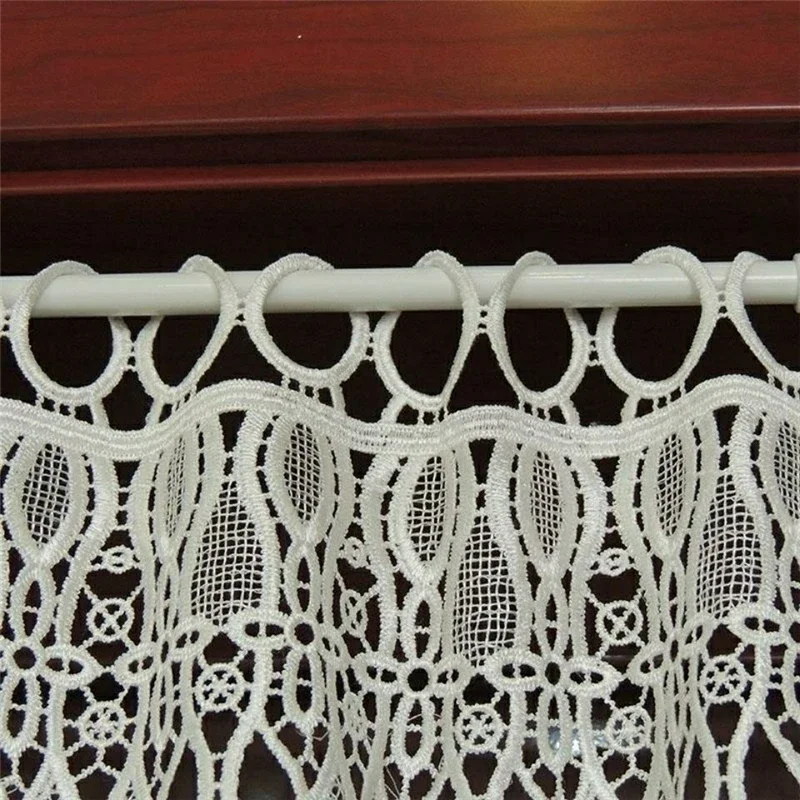 Пасторальная геометрия, вязаные крючком полые короткие шторы для кухни, ручные шторы, белые цветы, кружевные полузанавески #   A112