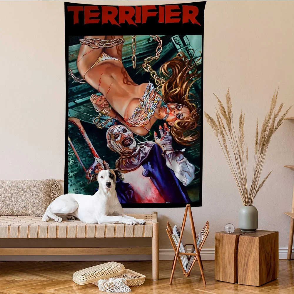 Terrifier 2 Horror Movie Printed Large Wall Tapestry Cheap Hippie Wall Hanging Bohemian Wall Tapestries Mandala Home Decor