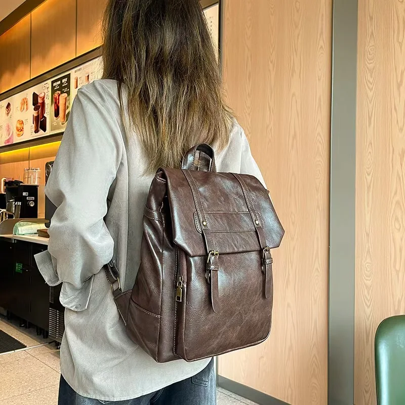 Japanese-style uniform backpack 2026 new model college style backpack retro soft leather casual women's bag Cambridge school bag