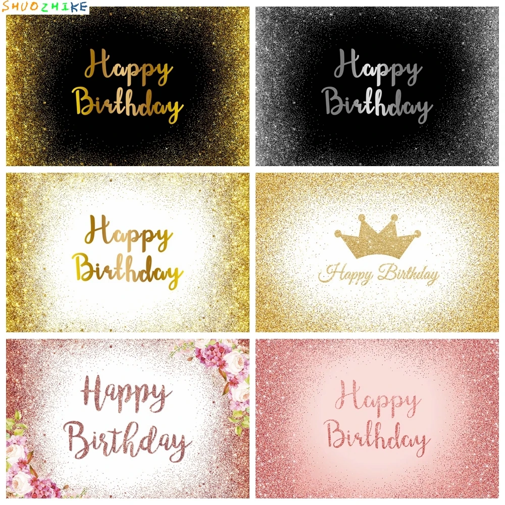 

Custom Name Photo Gold Silver Glitter Birthday Party Banner Backgrounds Baby Shower DIY Birthday Photography Backdrops Photocall