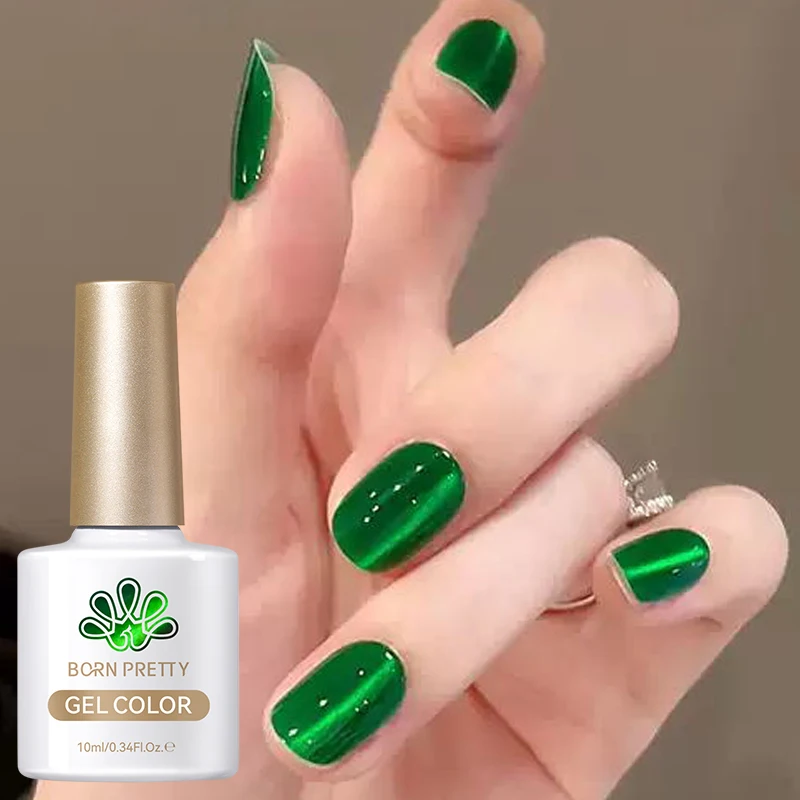 طلاء أظافر جل مغناطيسي للعين من BORN PRETTY Imperials-Green Cat 10 مل كريستال نقع طويل الأمد DIY مانيكير للصالون في المنزل