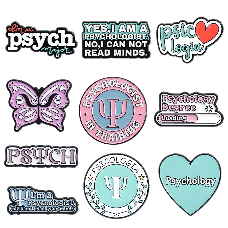 Colección de psicología, alfileres esmaltados, psicólogo personalizado en broches de entrenamiento, insignia de solapa, accesorios de mariposa, regalo de joyería