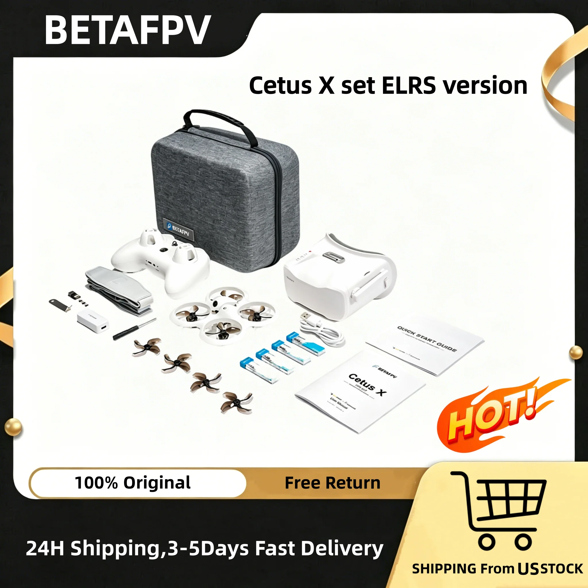   BETAFPV Cetus X FPV Drone 4k Professional Cetus X Set ELRS Version+550MAH 1S BT2.0 Battery 4PCS * 1+6 Port Charger Mini Drone Drones con cámara