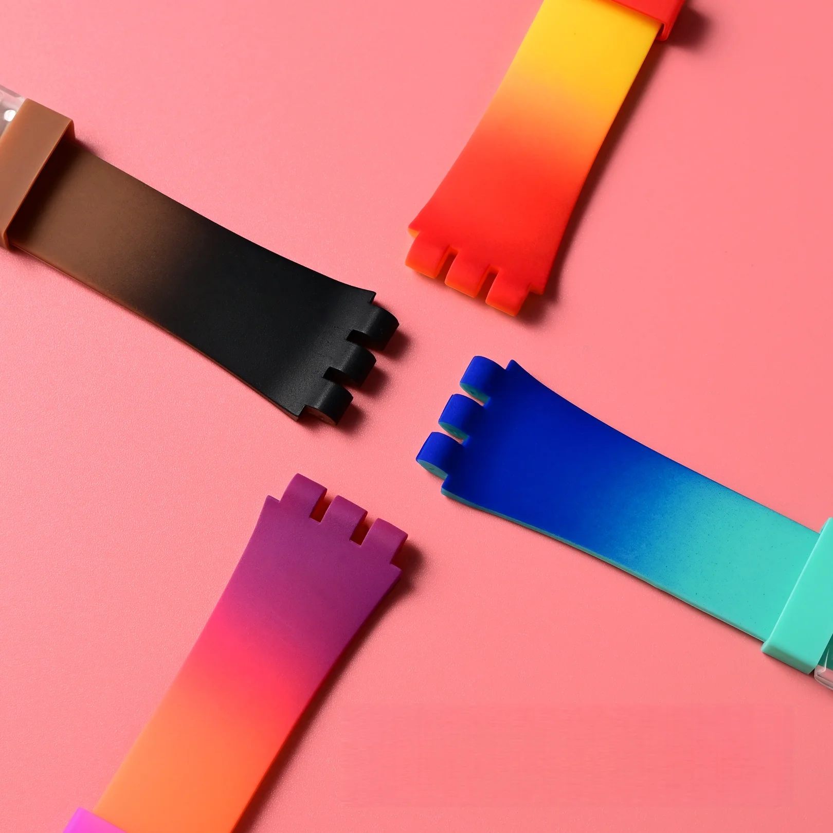 Gradient color silicone watch strap for Swatch series three-fork watchband Men Women soft Bracelet Accessories Wristband 19mm