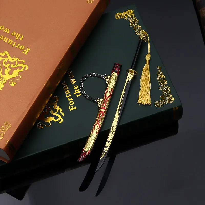 22 سنتيمتر/8.66in Touken Ranbu لعبة المحيط الذهب الأسود سكين سبيكة سكين نموذج سلاح مع غمد شفرة معدنية غير مقطوعة لصبي هدية لعبة