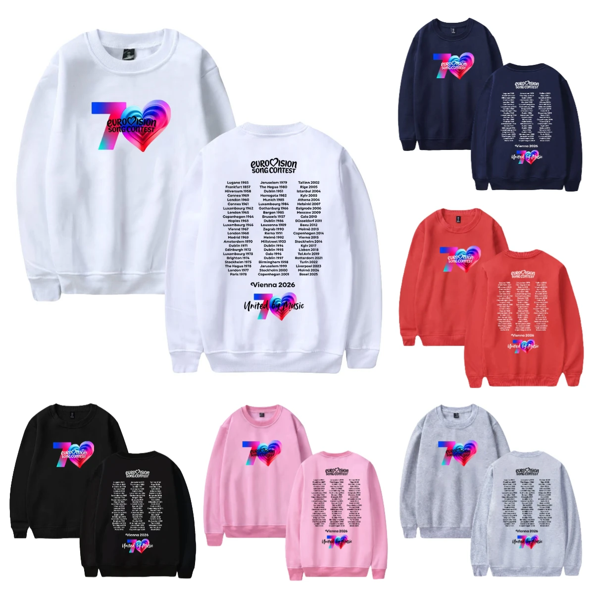 Eurovision Song Contest Vienna 2026 Merch Crewneck Long Sleeve Streetwear Women Men Pullover Sweatshirts