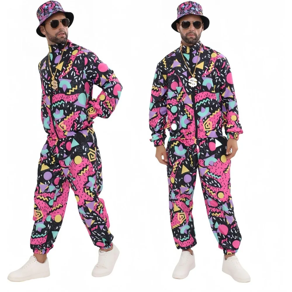 

Наряд 80-х 90-х годов для мужчин и женщин, спортивный костюм в стиле ретро для мужчин, ветровка в стиле хип-хоп, дискотека 90-х годов, спортивная одежда для вечеринки