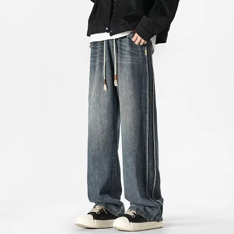 

Waed Vintage American Street Jeans Men's Spring Autumn Loose Straight Leg High Street Vibe Long Trousers Youth Faion