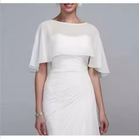 Simple Evening Wraps Chiffon Out Boleros Short Shurg Wedding Dress Cape