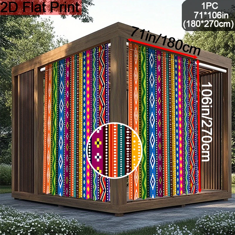 

VIKAMA Ethnic-Inspired Outdoor Curtains Vibrant Geometric Patterns for Doors And Patios