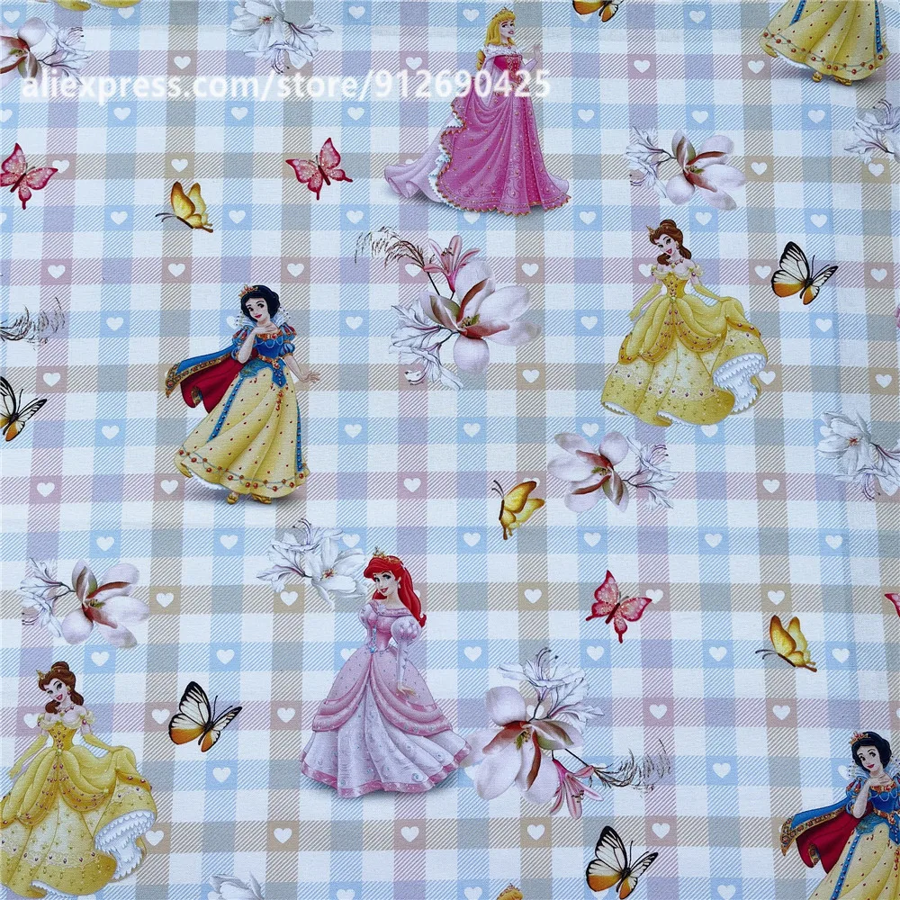 ディズニー プリンセス 生地 110cm×91cm ホワイト 韓国輸入生地 ディズニー プリンセス 白雪姫 オックス 50cm単位｜切売り