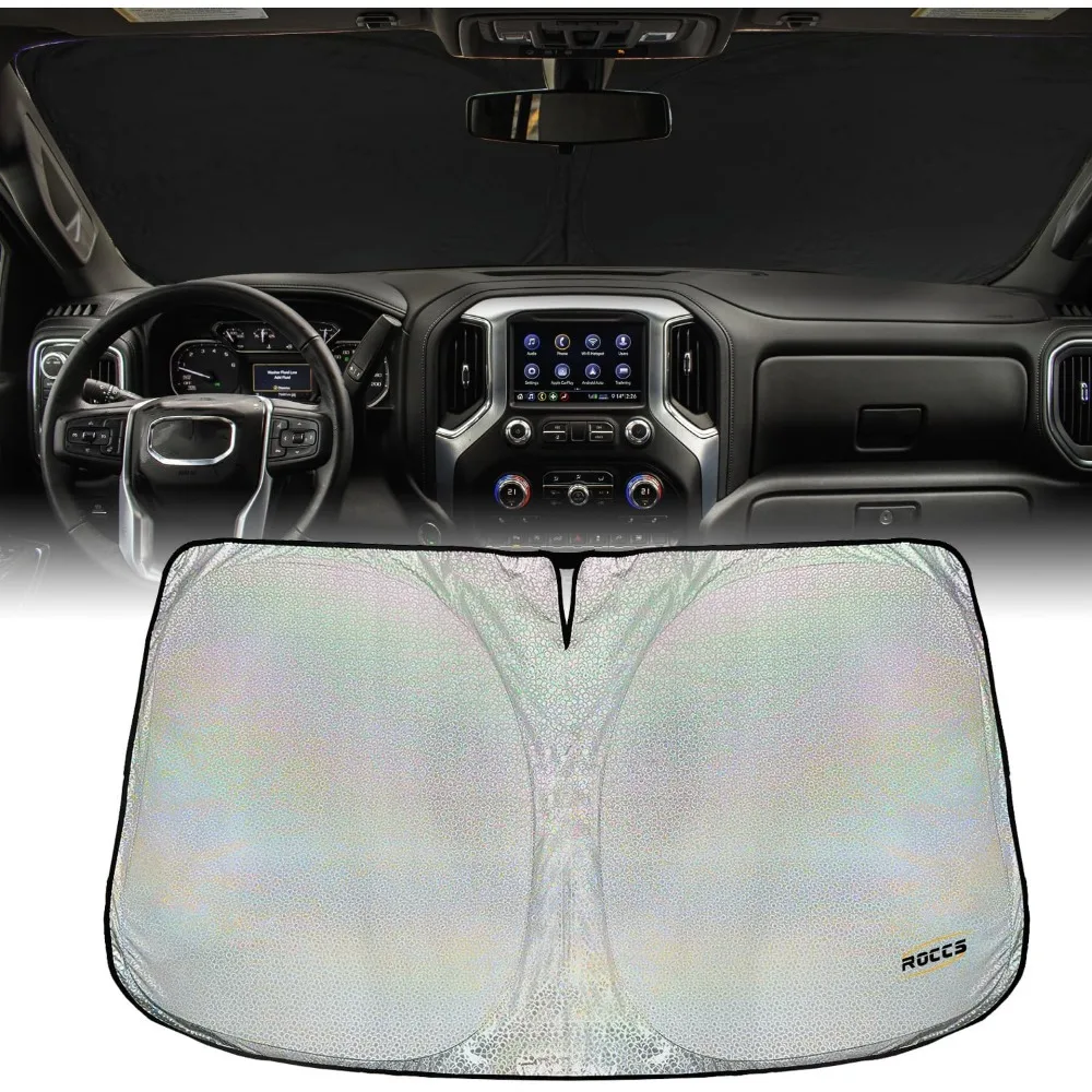 

Iridescent Windshield Sun Shade fit for 2019-2025 GMC Sierra 1500 2500 3500, Foldable Sierra Sunshade Front Window Sun Visor Pr