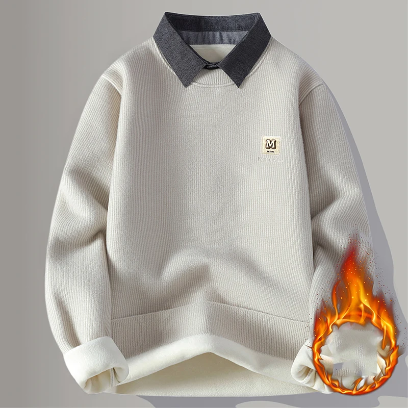 Men's Streetwear Autumn Fashion Sweater Male Pullover Casual Knit Men's Jumpers Spring Sweat-shirt Men Clothing Solid Color