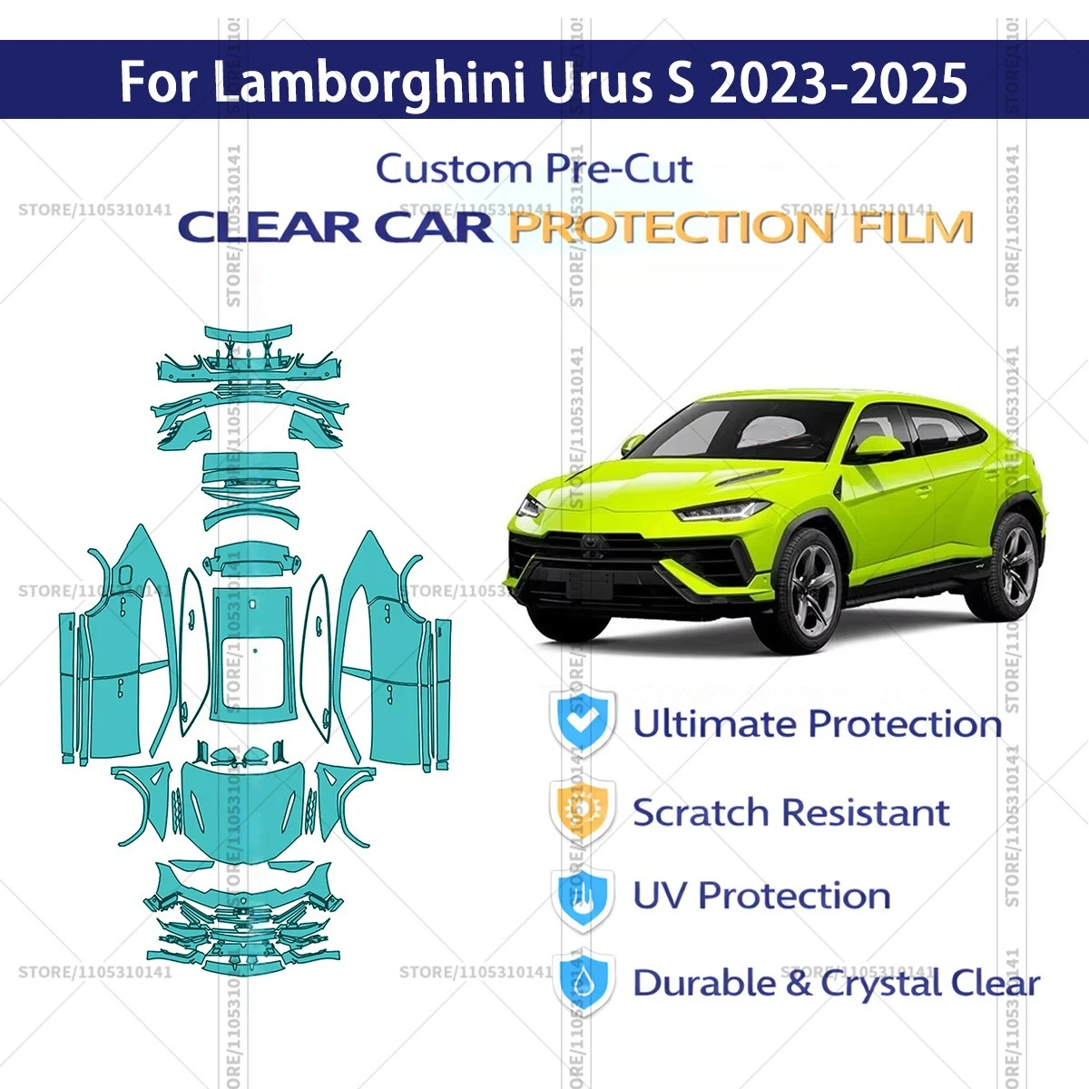 

Для Lamborghini Urus S 2023-2025: Предварительно вырезанная прозрачная защитная пленка PPF для автомобиля, профессиональная автомобильная пленка PPF для полной оклейки кузова