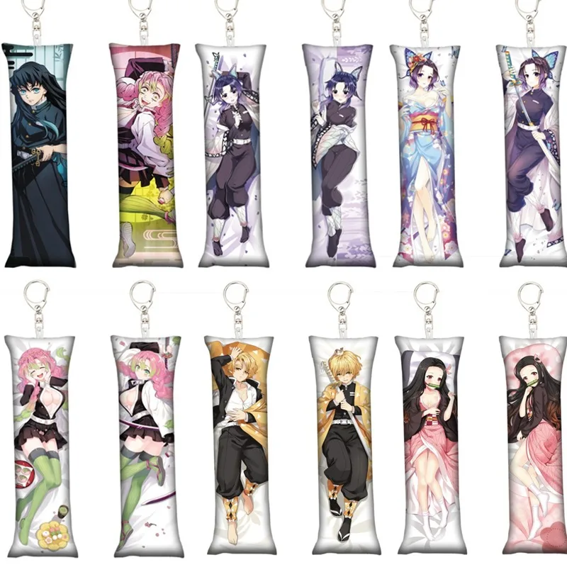 

Demon Slayers Kanroji Mitsuri Key Chain Cosplay Nezuko Rengoku Dakimakura Pillow Case Hugging Body Keychain Gifts