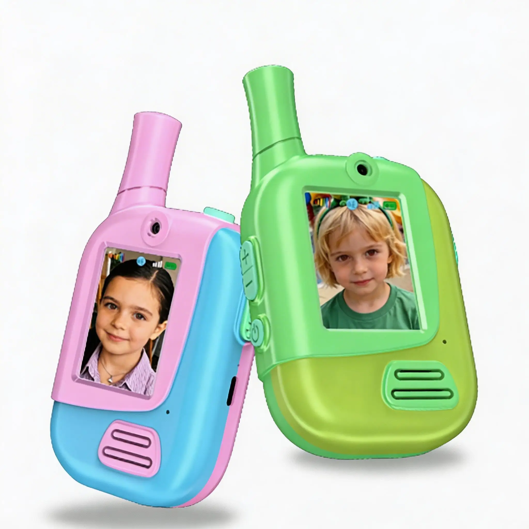 2 Pack Rechargeable Kids Video Walkie Talkies with HD Camera and 4 Voice Changer Effects, 2-Way Radio Toys for Boys and Girls
