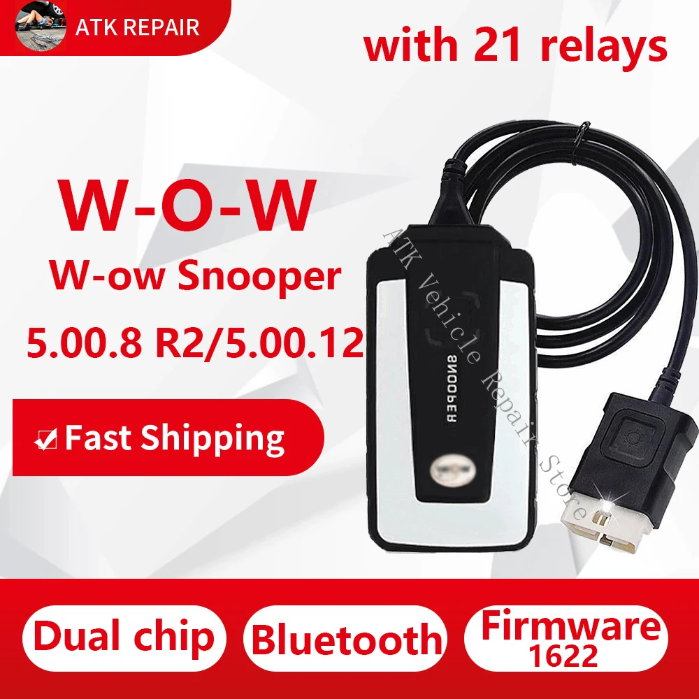 

Автомобиль ECU Диагностика W-O-W Snooper V5.0012+V5.008 R2 OBD2 Сканер Bluetooth Проверка напряжения многоязычный двухчип 21 релейным интерфейсом технического обслуживания Автоматическая программа настройки автомобиля