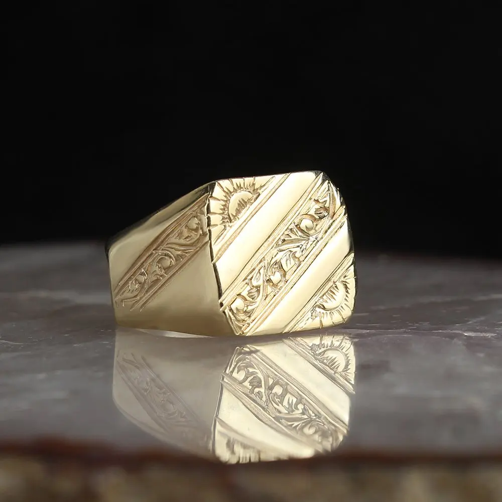 hand-made-engraved-14-sterling-gold-plated-925-sterling-silver-men's-ring-jewelry