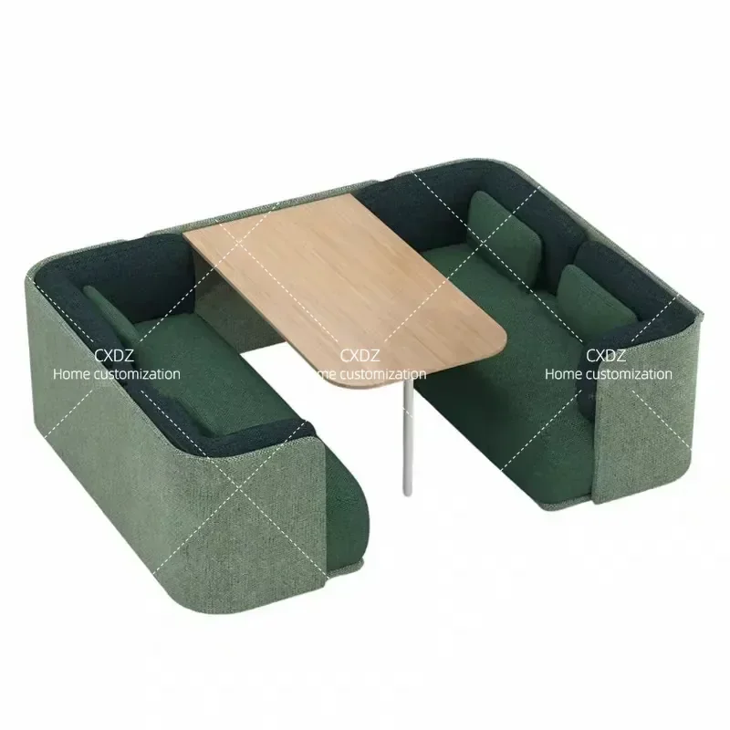 2026 New Modern High Back Semi Enclosed Private Negotiation Simple Office Fabric Sofa Card Seat