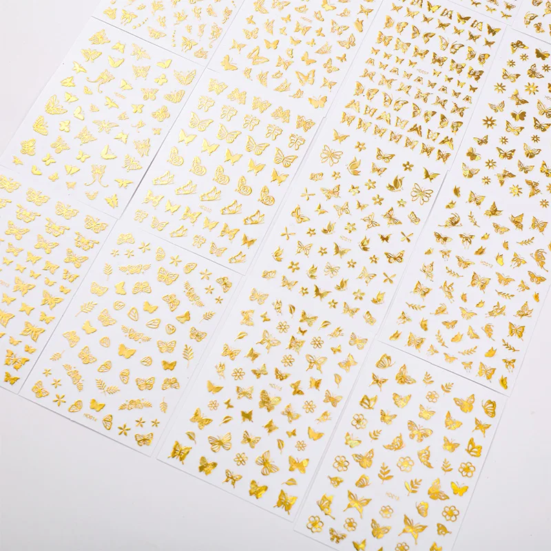 

Hot sales 30 pec Butterfly Nail Stickers Holographic 3D Nail Art Decals Easy Peel off for Women Girls Nail Decorations