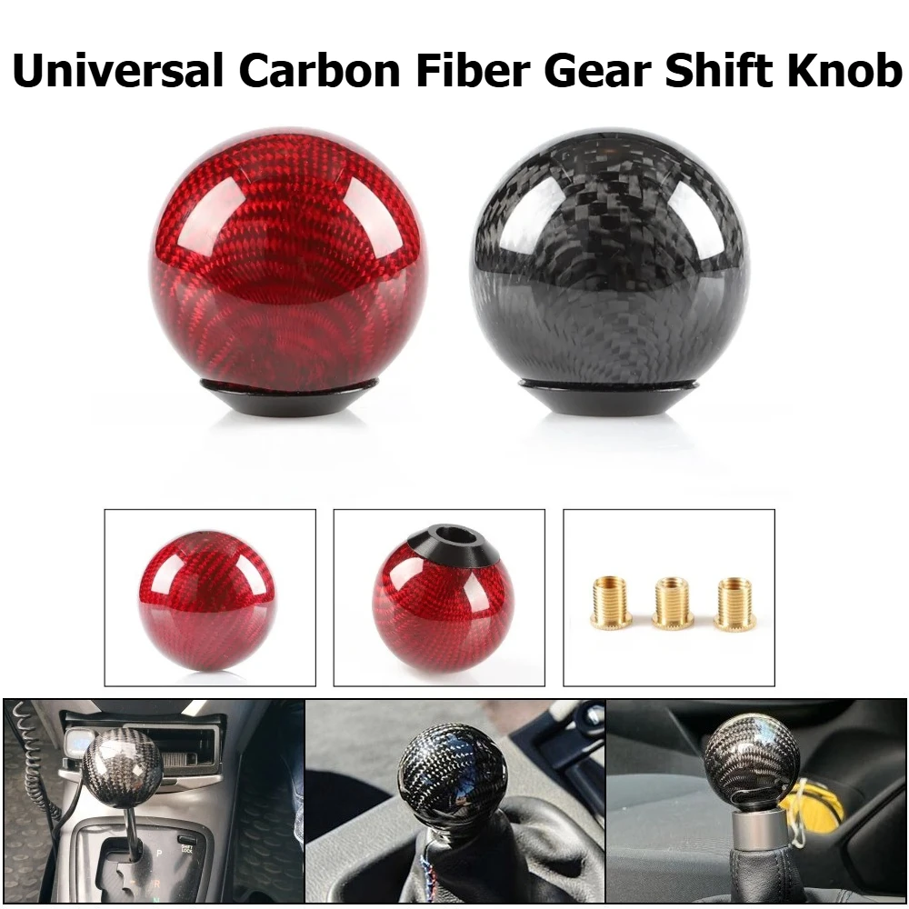 

For Universal Carbon Fiber Gear Shift Knob Round Carbon Pattern Automatic Shifter Handle Car Interior Modification Accessory