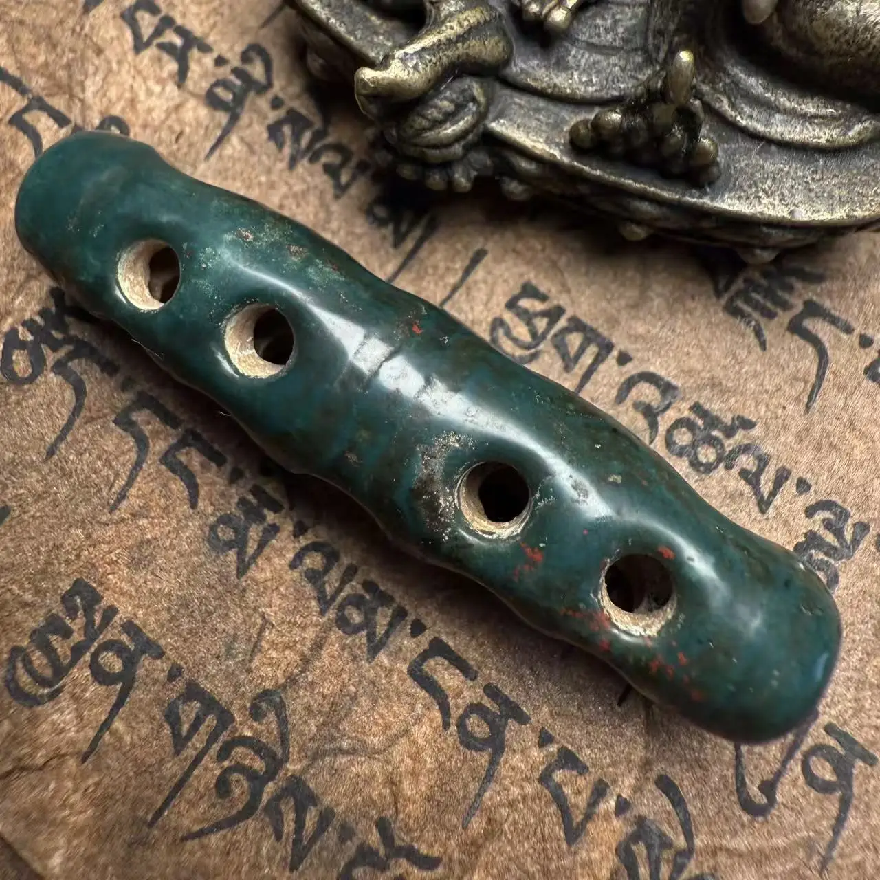 rare Ancient Tibetan DZI Beads Old Agate Passpartout 17eyes  Amulet Pendant  57x14.4mm