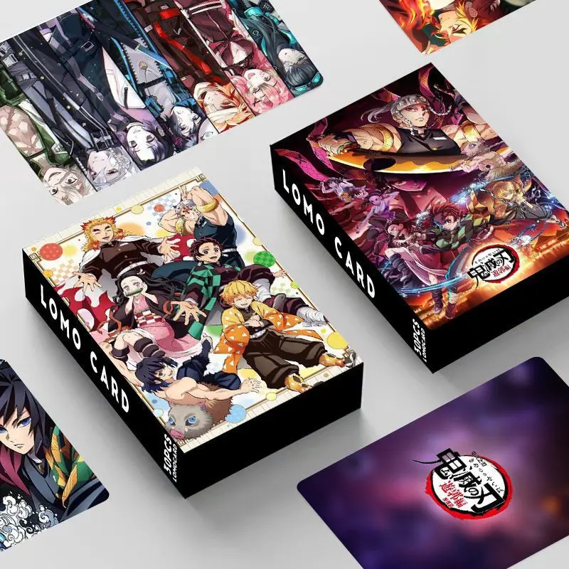 30PCS Anime Demon Slayer: Kimetsu No Yaiba Double-sided Photo Card Boxed HD Photo Cards Greeting Card Bookmark