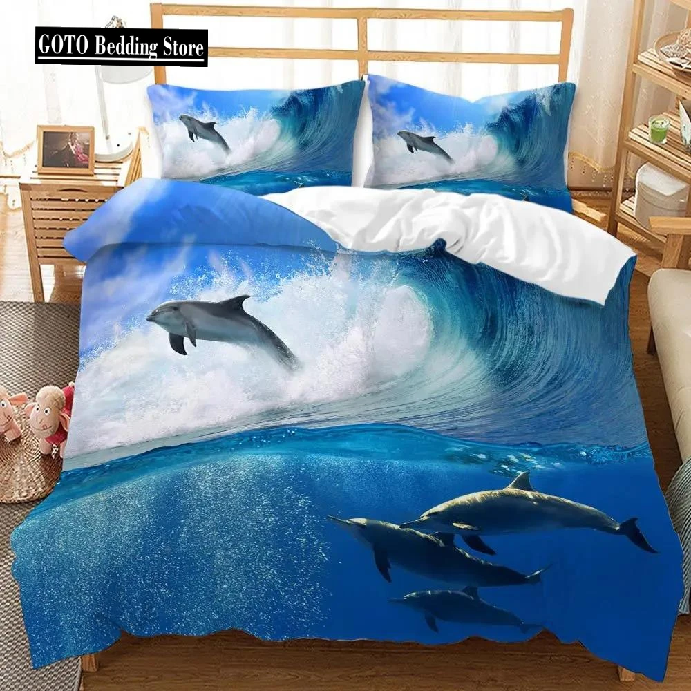 

Digital Printing Western Shark Bedding Set Sky Blue Background Full Size Comforter Sets Bed Clothe California King Bedding Sets