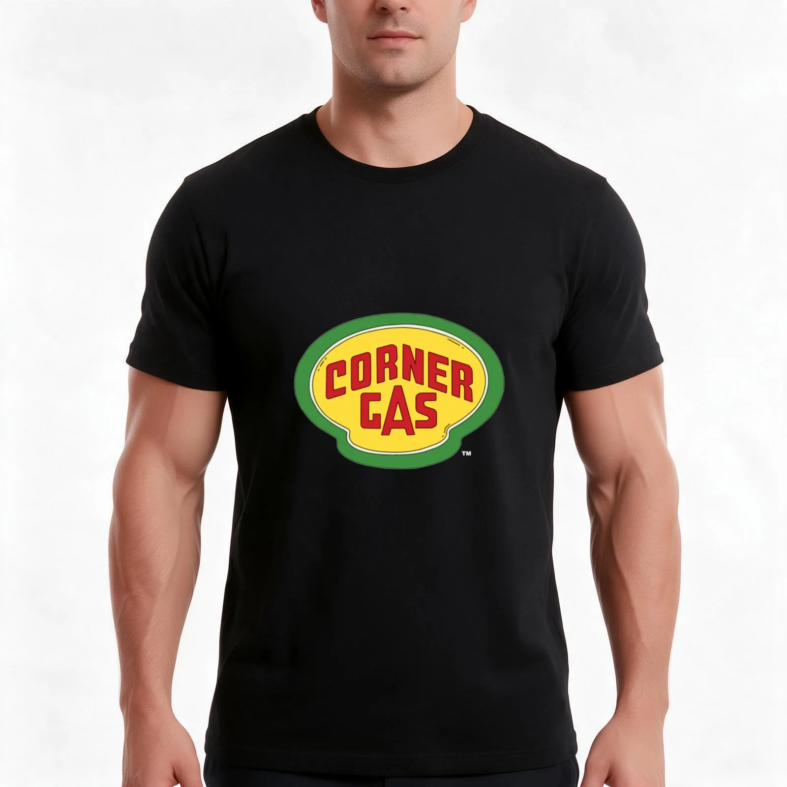 Corner Gas Logo Wwhite Text T-Shirt Summer Casual Cotton Tee Oversized Streetwear Tops Vintage Graphic Print 100% Cotton