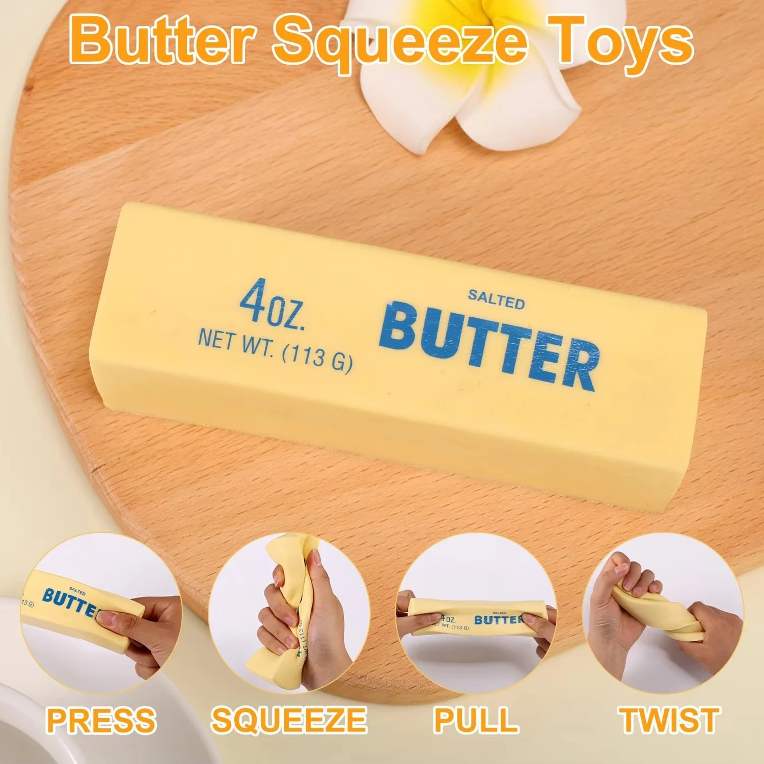 ของเล่นบัตเตอร์สติ๊กนุ่ม บีบแล้วคืนรูปช้าๆ ช่วยผ่อนคลายความวิตกกังวล บีบเล่นคลายเครียด บัตเตอร์ครีมบาร์ บรรเทาความเครียด ของเล่นสัมผัส
