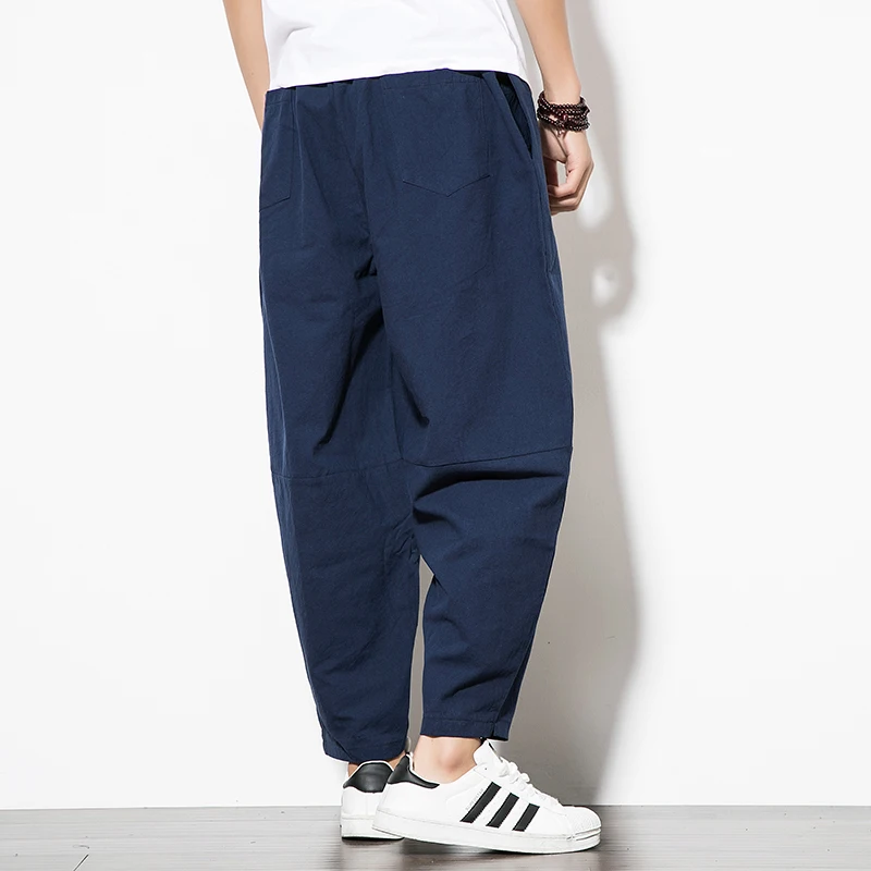 Chino 100% algodón Harem Jogging Pantalones de los hombres rectos pantalones de chándal de los hombres casual de primavera y verano de los hombres pantalones al aire libre